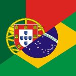 Metade da bandeira de Portugal e metade da bandeira do Brasil
