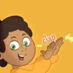 Menina de desenho animado batendo as mãos