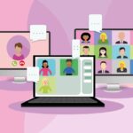 Desenho de vários tipos de telas com vídeo conferencias