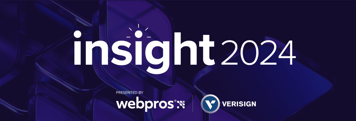 banner do evento insight 2024 com patrocinadores webpros e verisign